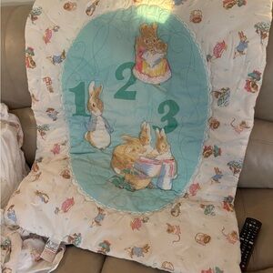 Vintage Beatrix Potter Quiltex Baby Quilt, crib sheet, crib ruffle rare 90’s Y2K